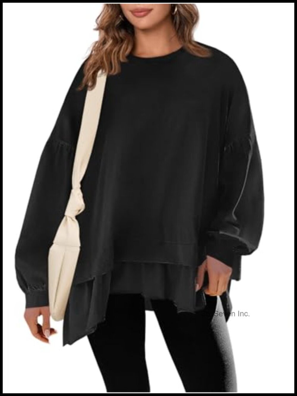 Oversized Peplum Long Sleeve Tunic Puff Sleeve Casual Top